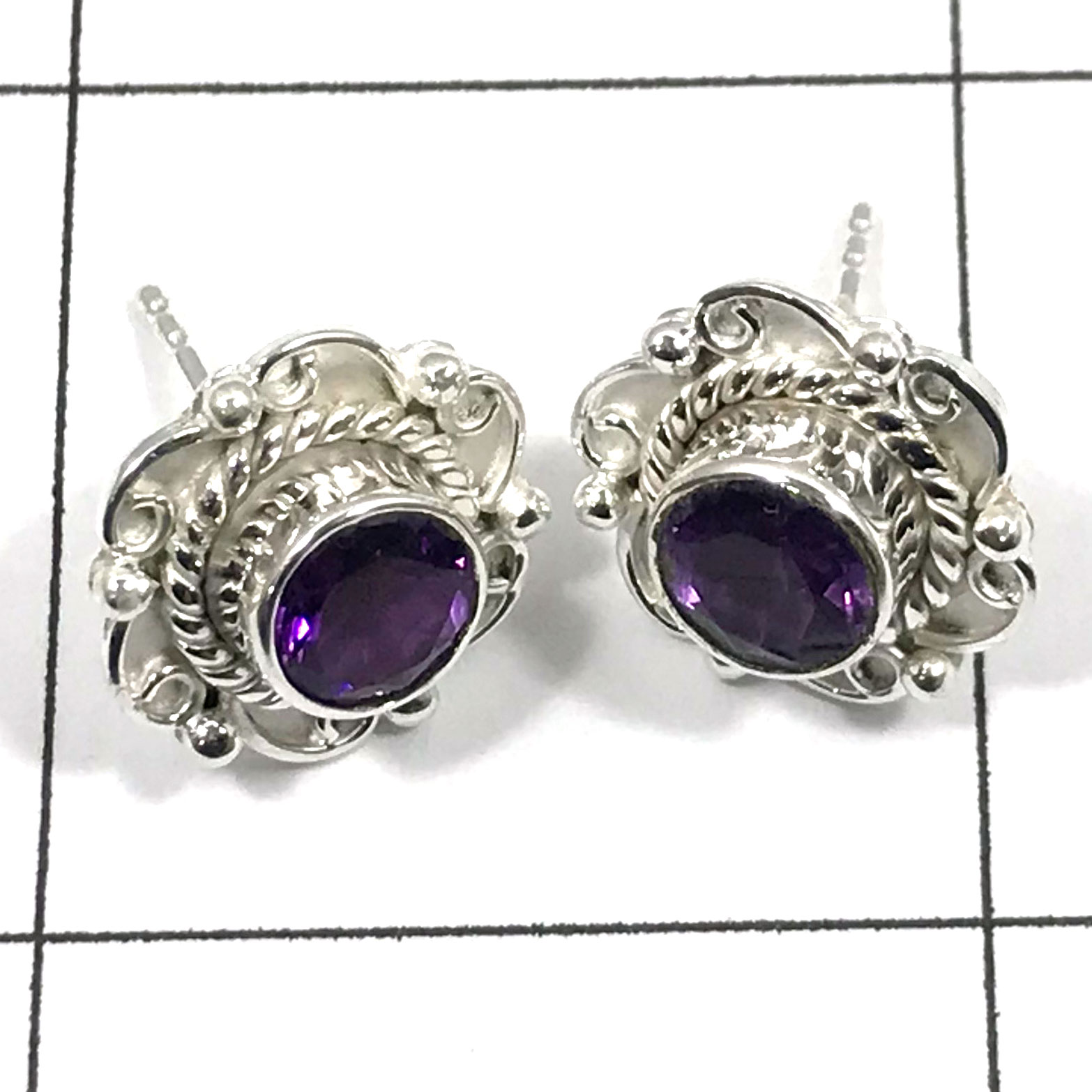 SAELS04023 Amethyst Earrings 925 Sterling Silver, Krivi International ...