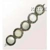 KBKR06072 Designer Moon Stone And Black Metal Bracelet