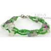 KBKR06082 Genuine Fluorite/Round Green Beads Bracelet