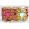 KKKT10016 Metallic broad folding bangle/bracelete with lac and stones handiwork