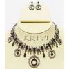 KNKS01001 Black Color Victorian Jewelry Necklace Set