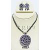 KNKS01014 Wholesale Black Metal Necklace Earring set