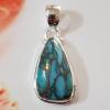 SAPLS01010 Blue Copper Turqouise Pendant 925 Sterling Silver