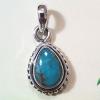 SAPMK08020 Light Weight Blue Copper Turquoise Sterling Silver Bezel Pendants