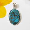 SAPMK08078 Latest Blue Copper Turquoise 925 Sterling Silver Cab Pendant