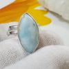 SARMK08011 Adjustable Designer Larimar Gemstone Rings Indian Factory Made With 925 Sterling Silver