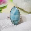 SARMK08016 Adjustable Genuine Larimar Gemstone Designer Bezel Rings 925 Sterling Silver