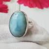 SARMK08023 Adjustable 925 Sterling Silver Larimar Gemstone Beautiful Bezel Ring