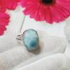 SARMK08030 Adjustable 925 Sterling silver Larimar Gemstone Bezal Ring Casual Gift