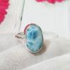 SARMK08037 Adjustable Exclusive Larimar Cabochon Gemstone\'s Designer Fashionable Ring 925 Sterling Silver