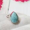 SARMK08038 Adjustable Sterling Silver Semiprecious Larimar Gemstone Stunning Plain Setting Ring