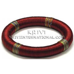 KBKR06008 Costume Jewelry Maroon Thread Twined Bangle