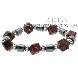 KBKR06074 Sugar Brown Beads Crystal Bracelet