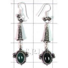 KELL09007 Beautiful Green Jade German Silver Earring