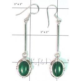 KELL09011 Geman Silver Malakite Gemstone Earring