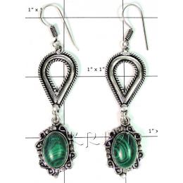 KELL09012 Geman Silver Malakite Gemstone Earring