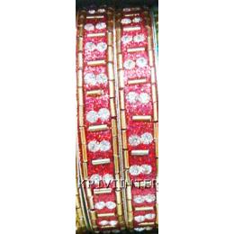 KKKT06018 Pair of Metallic bangles with Lac work