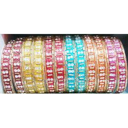 KKKT06028 6 pairs of Metallic bangles with Lac work