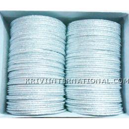 KKKT07034 8 dozen silver look bangles with glitter work in the box