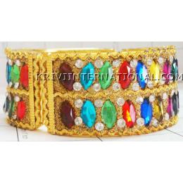 KKKT10017 Metallic broad folding bangle/bracelete with lac and stones handiwork