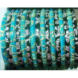 KKKT10037 Thin acrylic bangles with fabric handiwork