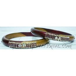 KKLK01B35 Pair of lac bangles in dual colour with delicate stone handiwork.