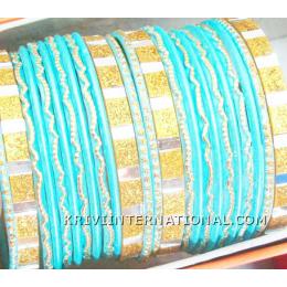 KKLK03069 4 broad and 20 thin metallic bangles