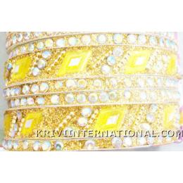 KKLK06A19 2 broad and 4 thin lac bangles with stones handiwork