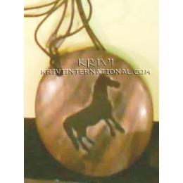 KNKQ11024 Unique Piece of Costume Jewelery Wood Pendant Necklace