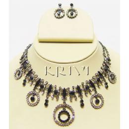 KNKS01001 Black Color Victorian Jewelry Necklace Set