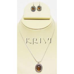 KNKS01006 Tiger Eye Stone Designer Necklace Set