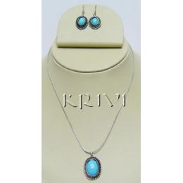 KNKS01017 Turquoise Color Stone Necklace Earring Set