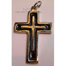 KPKQ08001 Oxidised Cross Pendant With Black Thread