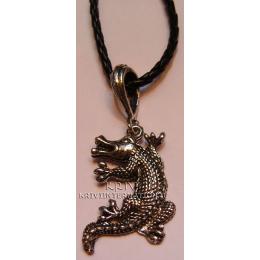 KPKQ08004 Oxidised Dragon Pendant With Black Thread