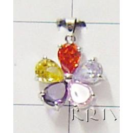 KPKS03052 Multi Color Flower Shape Cut Stone Pendant