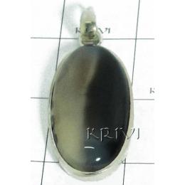 KPLL08001 Beautiful Onyx White Metal Pendant