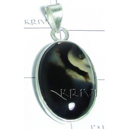 KPLL08024 Designer Style White Metal Onyx Pendant