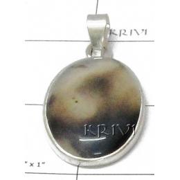 KPLL08025 Beautiful Onyx White Metal Pendant