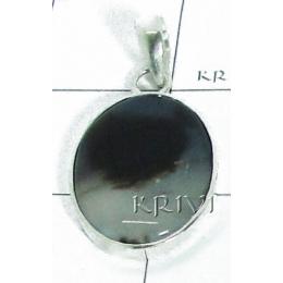 KPLL08049 Beautiful Onyx White Metal Pendant