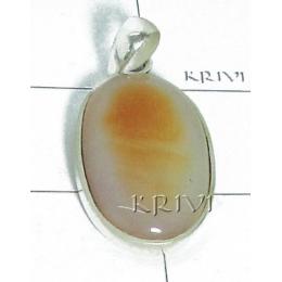 KPLL08052 Stylish White Metal Onyx Pendant