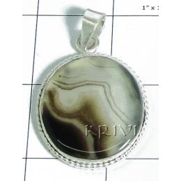 KPLL08058 Fine Quality White Metal Onyx Pendant