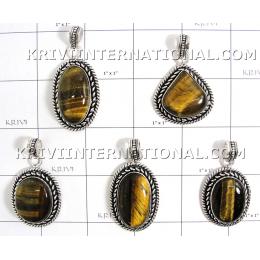 KWLL09029 Wholesale lot of 15 pc Tiger Eye Stone Pendants