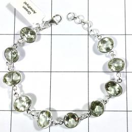 SABLS01019 Green Amethyst Bracelet 925 Sterling Silver