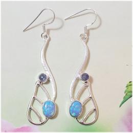 SAELS01001 Australian Opal Earrings 925 Sterling Silver