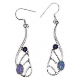 SAELS01007 Australian Opal Earrings 925 Sterling Silver