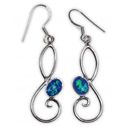 SAELS01009 Australian Opal Earrings 925 Sterling Silver