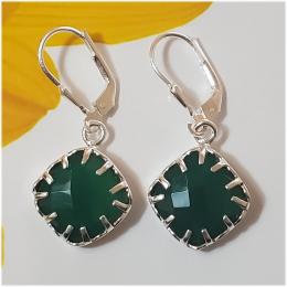 SAELS01033 Green Onyx Earrings 925 Sterling Silver