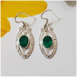 SAELS01034 Green Onyx Earrings 925 Sterling Silver