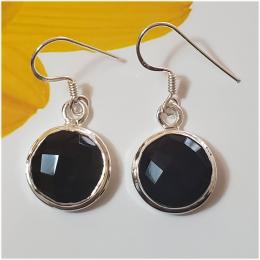 SAELS01035 Black Onyx Earrings 925 Sterling Silver