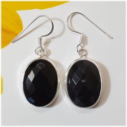 SAELS01036 Black Onex Earrings 925 Sterling Silver